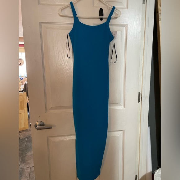 NWT Blue Rib Knit Maxi Dress - Picture 1 of 3